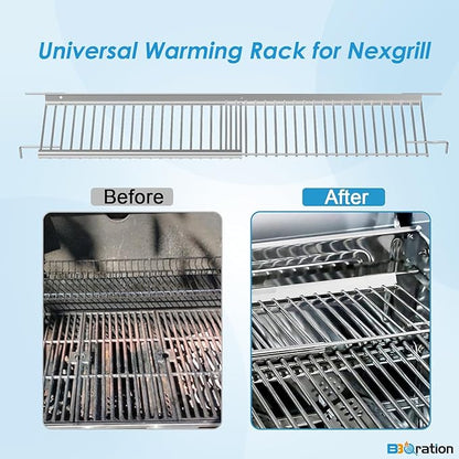 Universal Warming Rack for Nexgrill Grill Parts 720-0888S 720-0830X 720-0925P 720-0925PG, Grill Top Rack for Nexgrill 720-0830X, Adjustable Grill Warming Rack for Nexgrill Replacement Parts