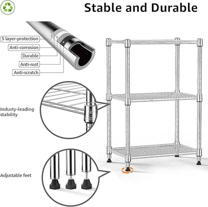 M MZG 450 lbs Wire Storage Shelving 3-Tier Utility Shelving Unit Steel - Image 8