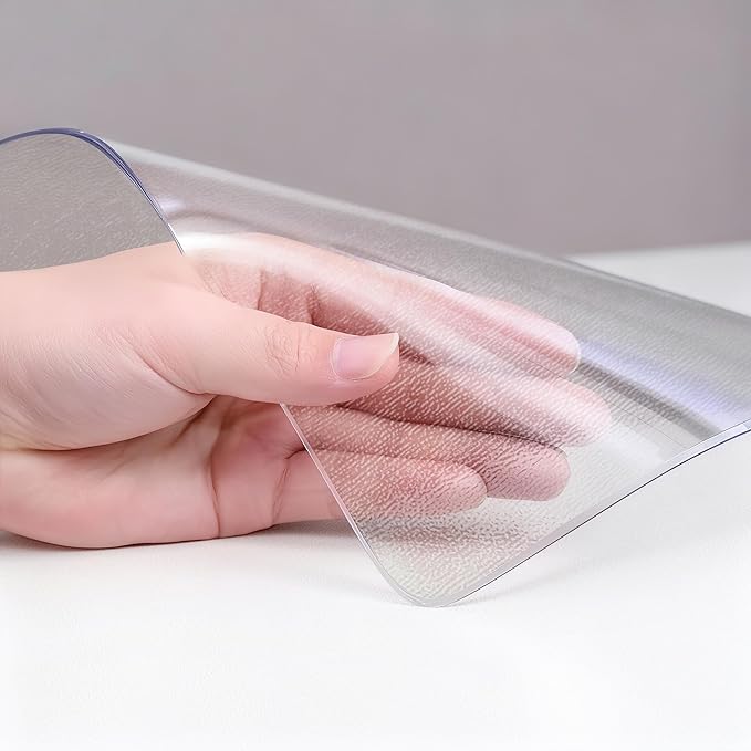 Frosted Table Protector 40 x 80 Inch, 1.9mm Thick Waterproof PVC Plastic Table Cover, Durable Table Pad for Dining Room, Kitchen, Writing Desk, and Coffee Tables