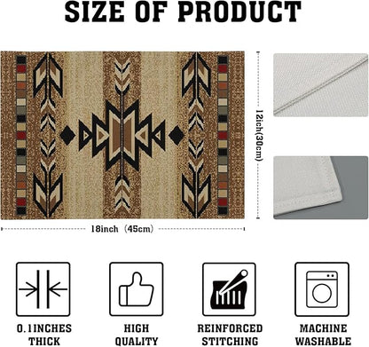 Giwawa Southwestern Placemats Rustic Tribal Geometric Decorative Table Mat Antique Native American Heat Resistant Non-Slip Place Mats 12x18Inch Set of 4 for Dining Kitchen Party Holiday Decor