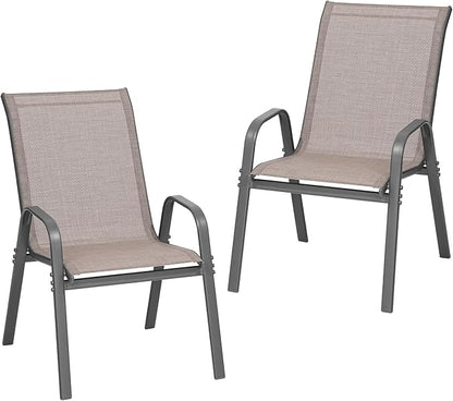 Patio Chairs Set of 2, Stackable Outdoor Dining Chairs | All Weather Dining Set by ONBRILL