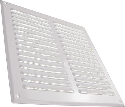 Vent Systems 10 x 10 Inch (Inner) White Vent Cover - Square Metal HVAC Return Air Grille with Mesh Screen - Register Wall Vent Duct Grill - Outdoor, Indoor, Crawlspace - Exhaust Ventilation Grill