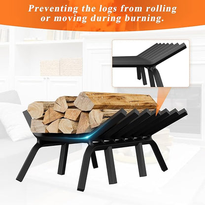 Fireplace Grate 21 Inch with 7 Support Legs, Solid Steel Heavy Duty Fireplace Log Holder, Fireplace Log Grate for Indoor Fireplace & Outdoor In-ground Firepit
