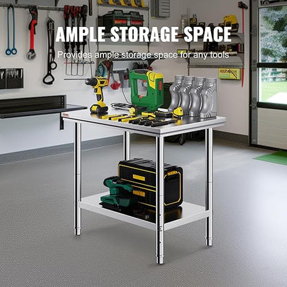 Vevor Stainless Steel 900x600x800 mm Commercial Kitchen Prep & Heavy Duty Metal Work Table with Adjustable Feet for Restaurant, Home and Hotel : Industrial & Scientific