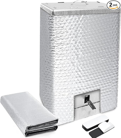2 Pack Electric Smoker Insulation Blankets with Hook and Loop Tape 63 x 25 Inch Silver Thick Aluminum Foil Bubble Insulation Film Layer for Big and Little Chief Smokers Keep Heat