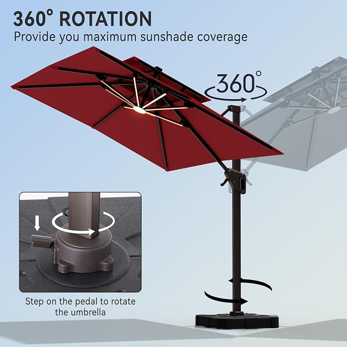 9' X 12' Cantilever Patio Outdoor Umbrella - Image 5