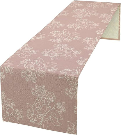 Pink Farmhouse Flower Table Runner,Vintage Boho Floral Table Runner for Kitchen Dining Table Holiday Home Party Decor 13x90in