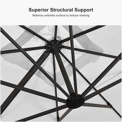 PURPLE LEAF Patio Umbrella 9' x 11.5' All-Day Shade Control White | More Space - Image 5