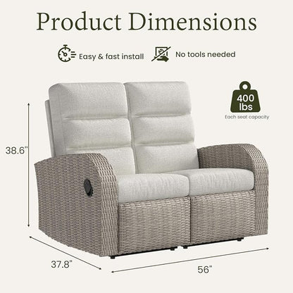 Oversized Wicker Outdoor Recliner Lovseat - Image 2