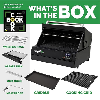 Turbo E XL Electric Grill, 1700W Infrared, Warming Rack and Probe, Apartment Friendly