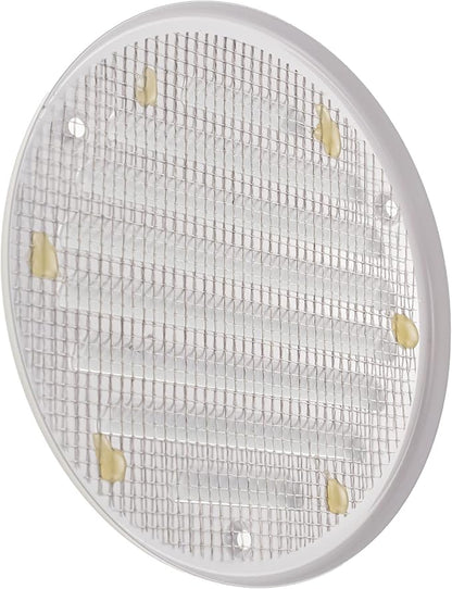 Vent Systems - 4 Inch (Inner) White Metal Round Soffit Air Vent Grille Cover, Register air Vent Deflector, Louver - Built-in Mesh - HVAC for Bathroom, Home Office, Kitchen 5 Inch (Outer)