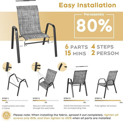 Patio Dining Chairs Set of 8, Outdoor Stackable Dining Chairs - Image 7