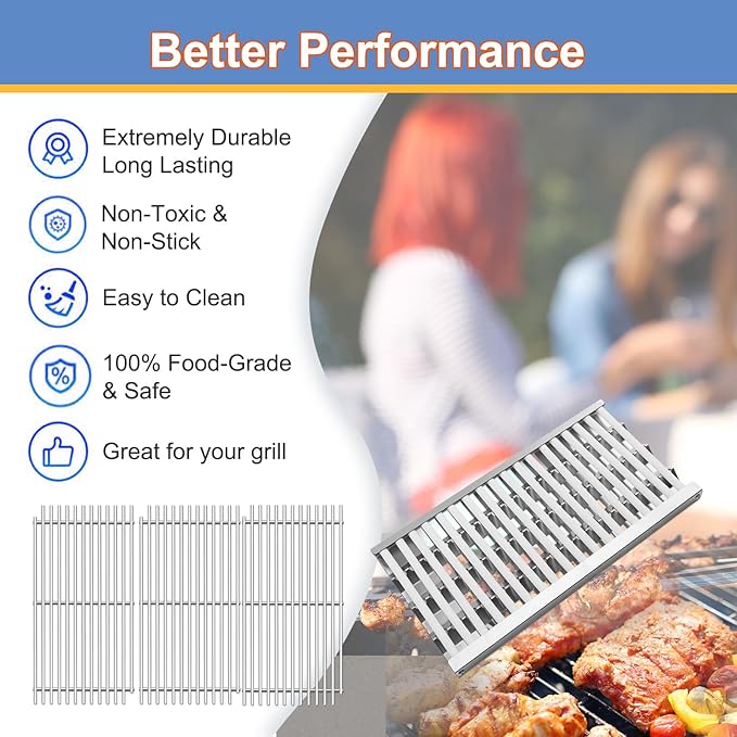 Stainless Steel DCS Radiant Tray with Ceramic Rod and Cooking Grid Grates Replacement Parts for DCS BFG-30G, BFGC-30G-L, BFGC-30G-N, BGA48-BQARL, BGA48-BQARN, 2 Pack Grill Heat Plates and Grill Grates