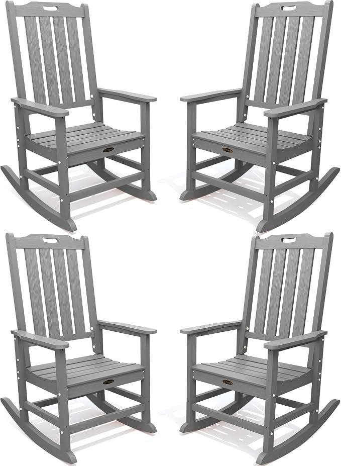 THOEOE Outdoor Rocking Chairs Set of 4, Oversized Patio Rocking Chair | HDPE by THOEOE