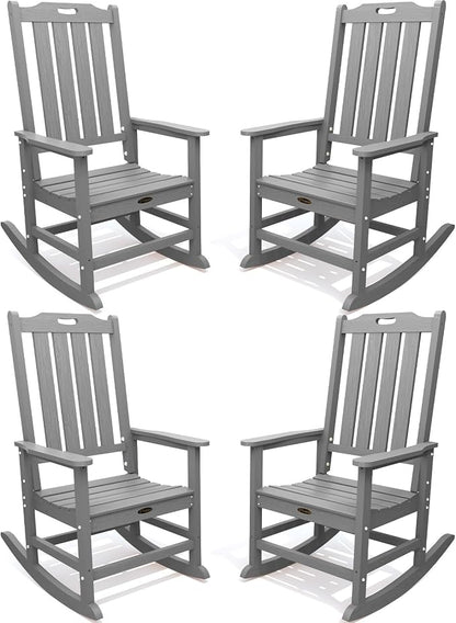 THOEOE Outdoor Rocking Chairs Set of 4, Oversized Patio Rocking Chair | HDPE by THOEOE
