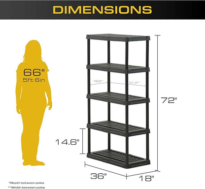 CENTREX 5-Tier Heavy Duty Plastic Storage Shelves - Image 2