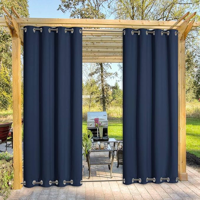 NICETOWN Outdoor Curtain for Patio Waterproof Extra Long 120", Windproof by NICETOWN