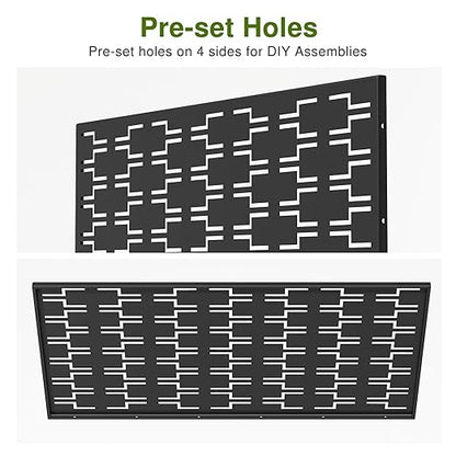 Casaphoria 72" H x 47" W Metal Outdoor Privacy Screen, Freestanding Decorative Divider for Patio, Deck, Balcony, and Garden with Stable Base, Black Brick