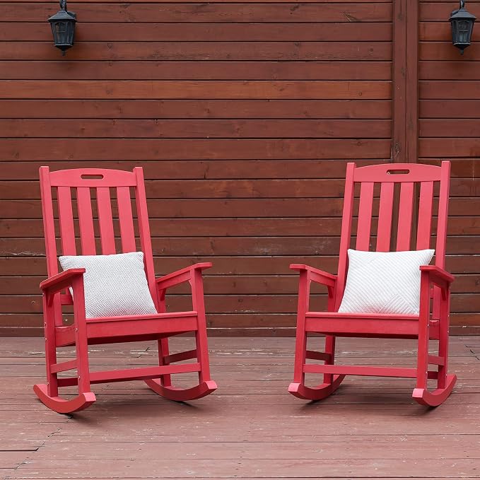 Oversized Outdoor Rocking Chair, HDPE Porch Rocker | High Back Rocking Chairs - Image 6