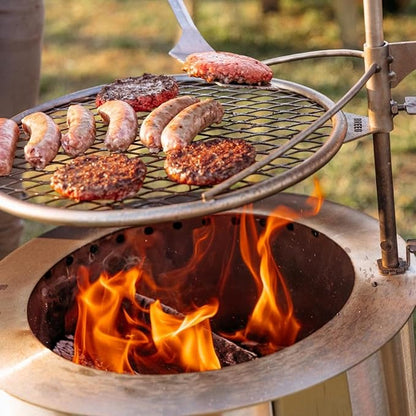 Breeo Smokeless Fire Pit to-Go Bundle (Y Series Stainless Steel, Outpost Grill & to Go Case) | 21 inch Smokeless Firepit for Outside | Ideal for Families, Gifts for Dad