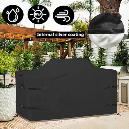 98 Inch Island Grill Cover Kitchen Extra Large Grill Cover Heavy Duty Waterproof 98" L x 42" W x 48" H, Black