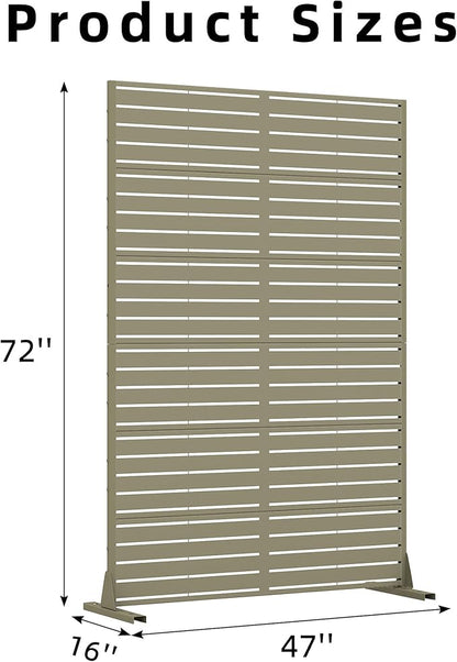 Casaphoria Metal Privacy Screen Outdoor, 72" H x 47" W Freestanding Decorative Privacy Screen for Patio Deck Balcony Garden with Stable Base, Green-Louvered