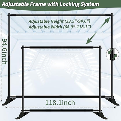 iElyiEsy 10x8FT Strengthen Heavy Duty Thickened and Sturdier Background Stand, Adjustable Step and Repeat Stand with Carrying Bag for Parties Photo Booth Trade Show