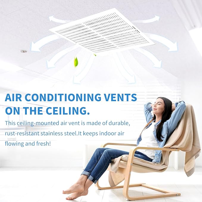 20x12 Vent Register [Duct Opening], Vent Covers for Home Ceiling, Two-Way Ventilation Register, Adjustable Solid Steel Wall Register Vent Cover (20"W x12"H [Duct Opening])
