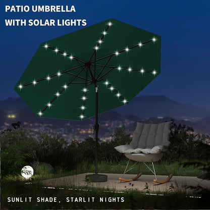 9FT Patio Umbrella with Solar Lights, Outdoor Market Umbrella with Tilt and - Image 6