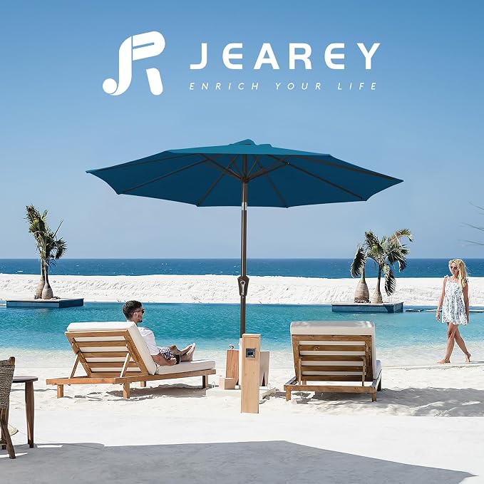 JEAREY 9FT Outdoor Patio Umbrella, Market Umbrella, Lake Blue | Outdoor Table - Image 6