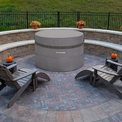 Smokeless Fire Pit Cover For Solo Bonfire Cover 28 Inch Grey Fire Bowl Cover Waterproof 600D Oxford Fireplace Covers Outdoor Fits for Solo Yukon Covers