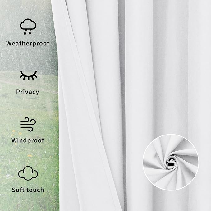 Easy-Going Outdoor Curtains for Patio 2 Panels, 54x84 inch, Weatherproof - Image 6