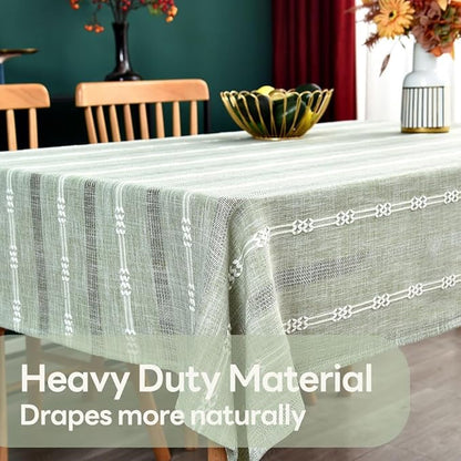 Heavy Duty Cotton Tablecloth for Square Table Sage Green Farmhouse Vintage Tablecloth Washable Rustic Table Cover (Sage Green, Rectangle, 52''x52'', 4 Seats)