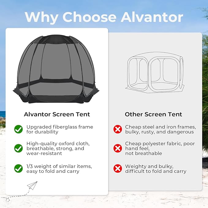 Alvantor Pop Up Screen House Tent, Instant Outdoor Gazebo - Image 6