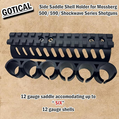 Gotical – Quick Detach Saddle Side 12 Gauge 6 Round Shell Holder Carrier Plate Carrier Kit Mossberg 500/590 Side Saddle & Durable