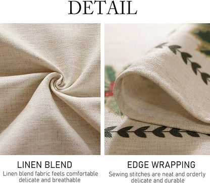 ISAENNE Designer Christmas Linen Rectangular Tablecloth,Light Beige Western Elegant Table Cloth,Wrinkle Resistant Decor Tablecloths for Dining Thanksgiving Kitchen Christmas,55"*87"-Carol G