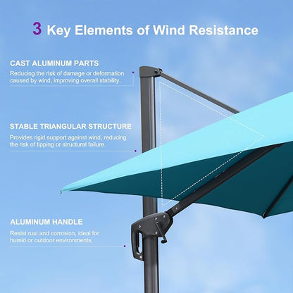 PURPLE LEAF Patio Umbrella for Patio 12' X 12' Double Top Turquoise Blue | - Image 9