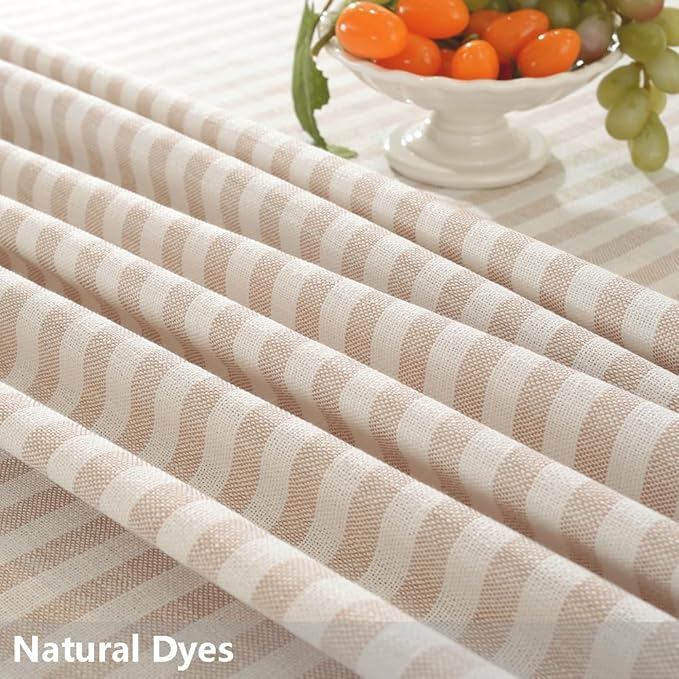 TruDelve Round Tablecloth 70 Inch Beige Striped Cloth Tablecloths Fall Tablecloths Outdoor Table Cloth Round Cover (Beige,70",Round)