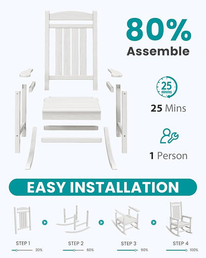 SERWALL Outdoor Rocking Chair Set of 4, Patio Rocking Chair, Porch Rocker - Image 8
