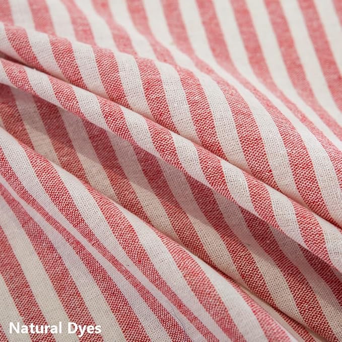 TruDelve Cotton Square Tablecloth Red and White Striped Boho Cloth Tablecloths Outdoor Table Cloth for Picnic Table Cover (Red,55"x55",Square)