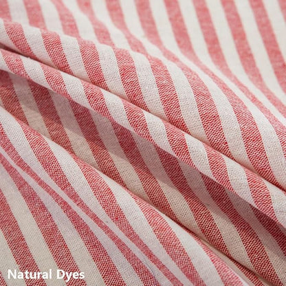 TruDelve Cotton Square Tablecloth Red and White Striped Boho Cloth Tablecloths Outdoor Table Cloth for Picnic Table Cover (Red,55"x55",Square)