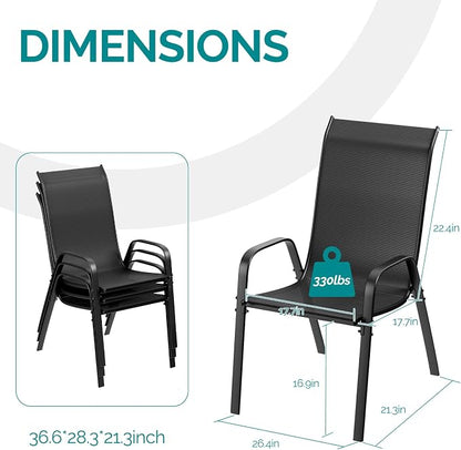 MAMIZO Patio Dining Chairs, Stackable Textilene Chair Set of 4, - Image 2