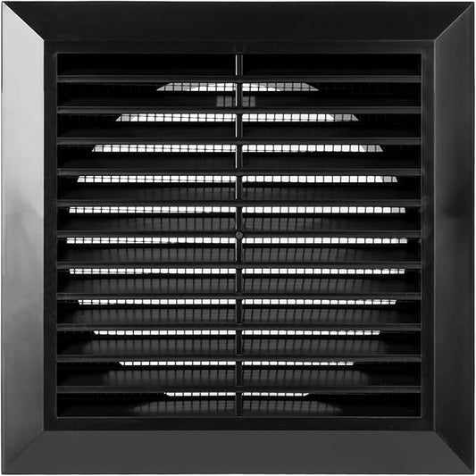 Black 5'' Inch Ventilation Grille - Inside/Outside use - (Flange 4.9''Ø/Cover 6.7''x6.7'') - Air Vent Louver - Exhaust Hood - Available 3 Sizes / 4 Colors.