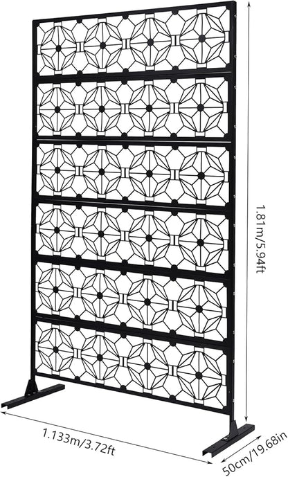 Metal Outdoor Divider 71x40'' Privacy Screens 6 Panels Privacy Fence with Stripe Pattern, Freestanding Decorative Privacy Screen for Patio Balcony Deck Garden Backyard (Model B)
