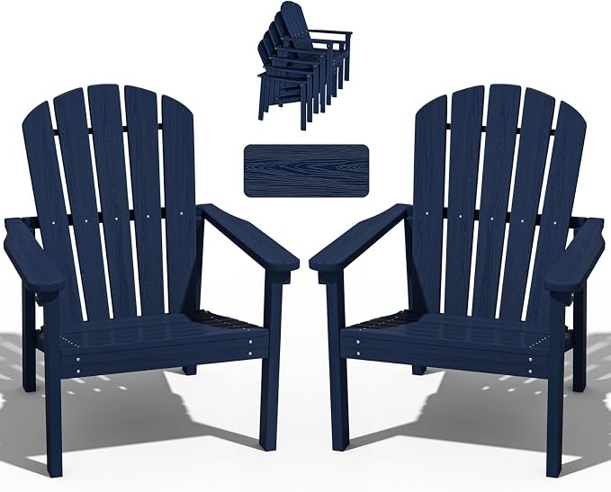 Compact Stackable Adirondack Chairs Set of 2, All-Weather by nevilywood