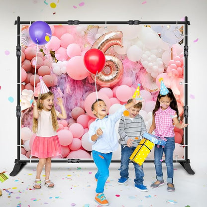 iElyiEsy Backdrop Banner Stand, 10x8FT Heavy Duty Adjustable Step and Repeat Stand with Carrying Bag for Parties Photo Booth Trade Show