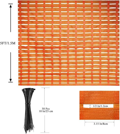5x100 FT Orange Safety Fence, Plastic Mesh Roll for Temporary Barrier Use in Construction Sites, Snow Fencing Driveway Marking, Ski Trails, Crowd Control & Nighttime Emergency Warning