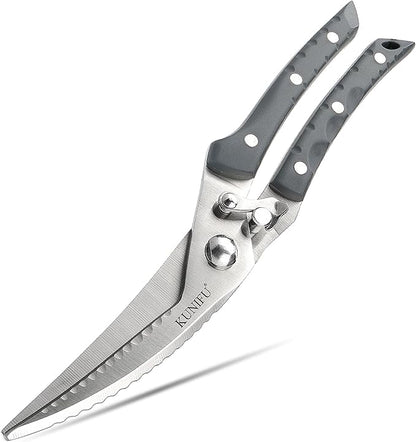 KUNIFU Poultry Shears, All Purpose Heavy Duty Kitchen Scissors For Food Turkey Meat Chicken Herbs, Cooking Scissors Utensils, Kitchen Gadgets Gray