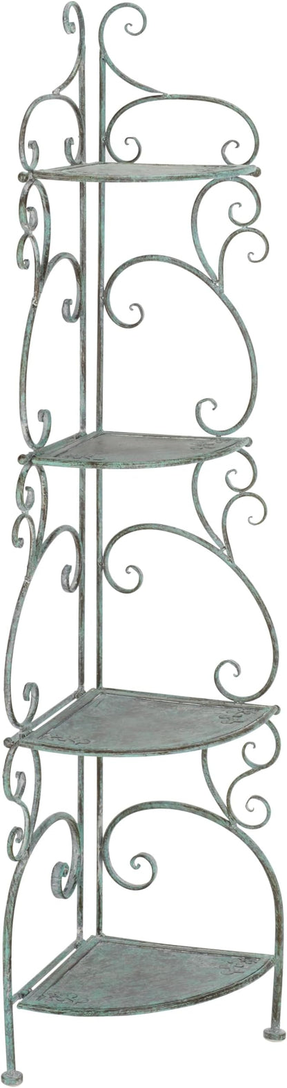 SAFAVIEH Outdoor Collection Turuca Antique Dark Green Wrought Iron 4-Tier by Unknown