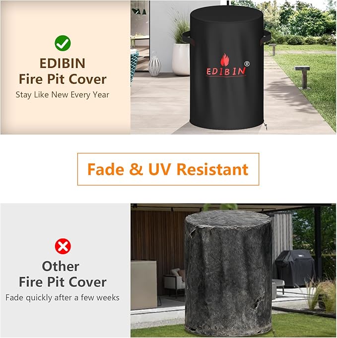 31 inch Round Fire Pit Cover for Bali Outdoors 30 in Round Fire Pit Table, 31" D x 25.5" H Waterproof Cover for Bali Outdoors 30inchFire Pit